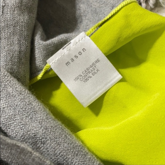 MASON Silk & Cashmere Gray / Neon Yellow Shirt Ashley Mason Medium see last pic - Picture 6 of 10